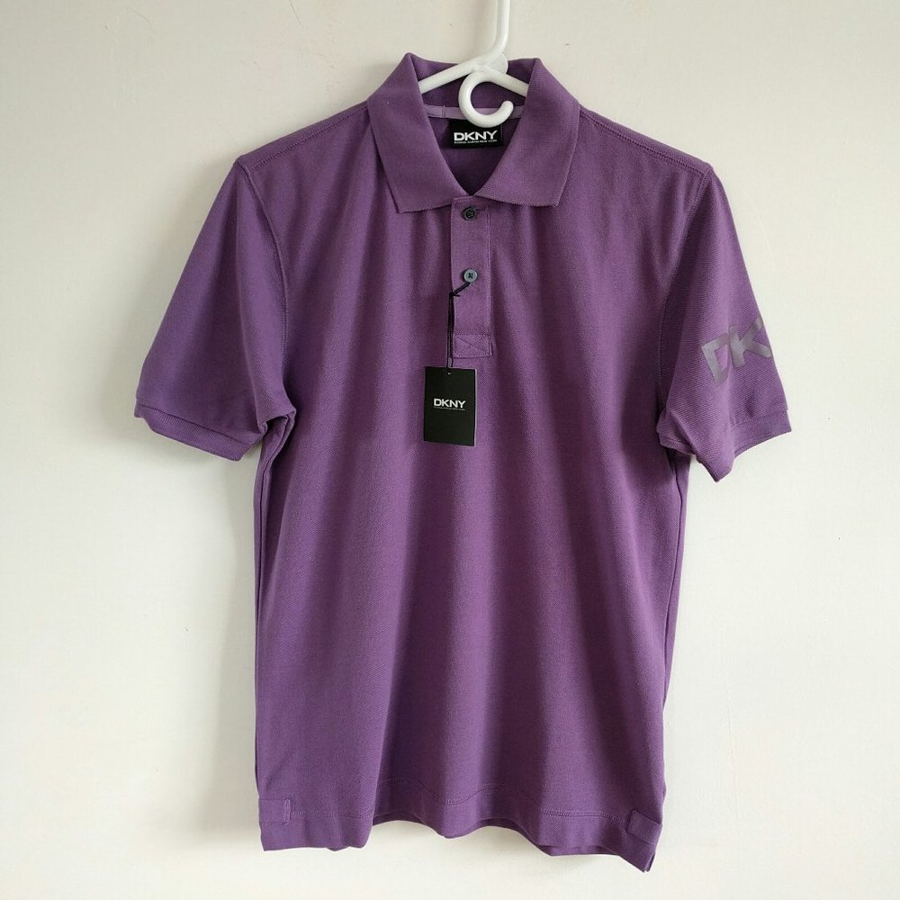 Donna Karan New York DKNY LOGO PRINT POLO Purple Small